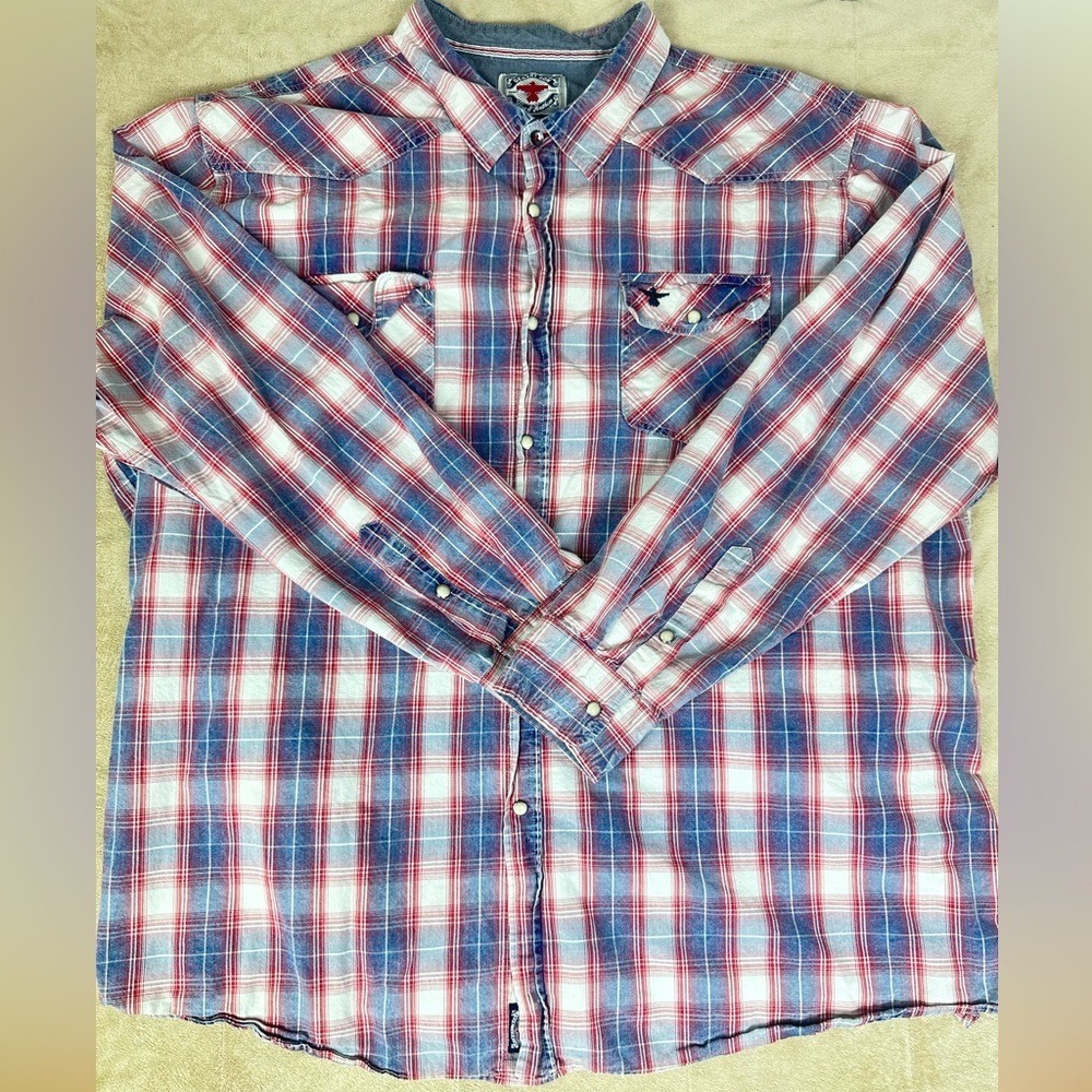 Desert Son Pearl Snap Western Plaid Big Tall XXXL Very Good Preowned Condition
